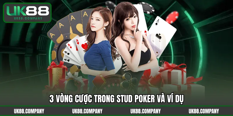 3 vòng cược trong Stud Poker và ví dụ